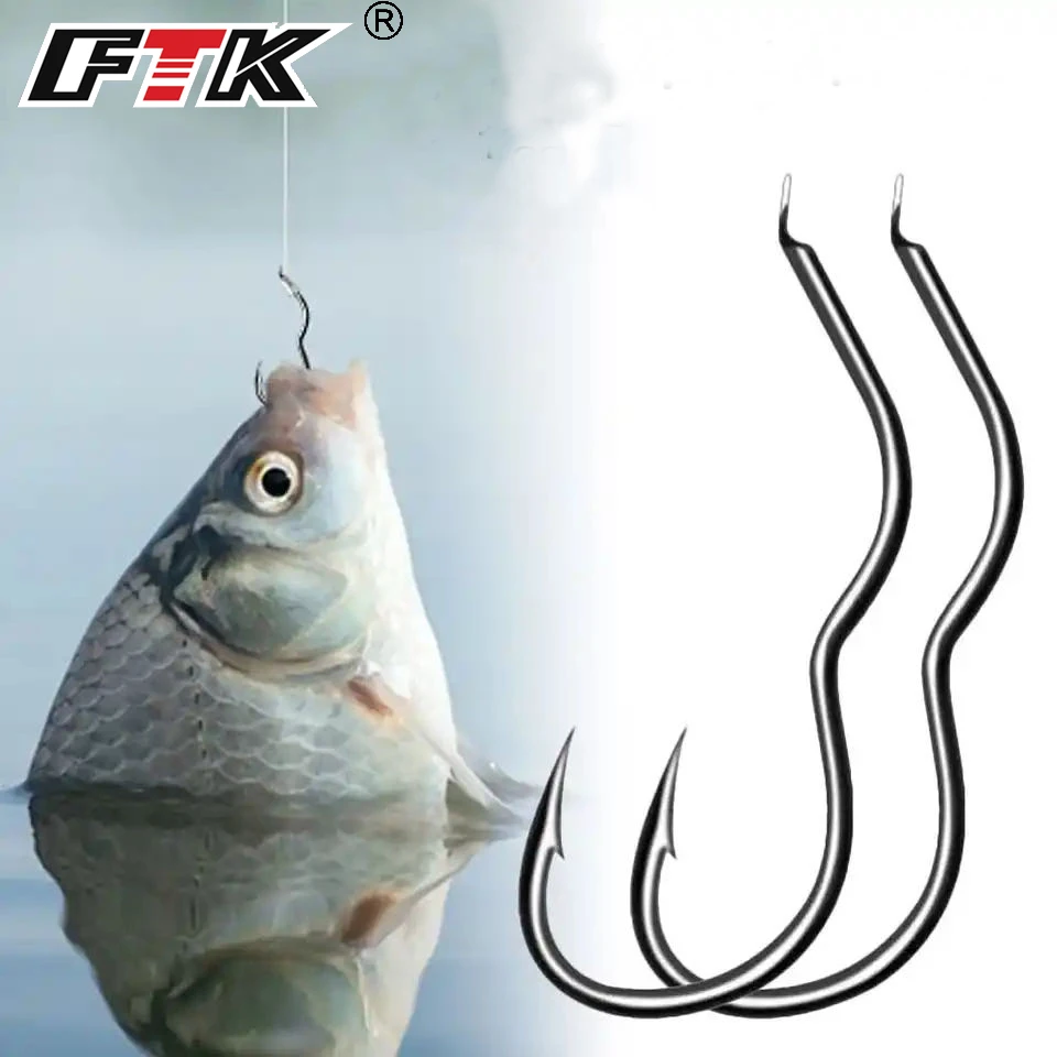 FTK 24Pcs Fishing Hook Carp Automatic Stabbing Fishook High Carbon Steel Barbed Hook With Line for Saltwater Fishing Accessories