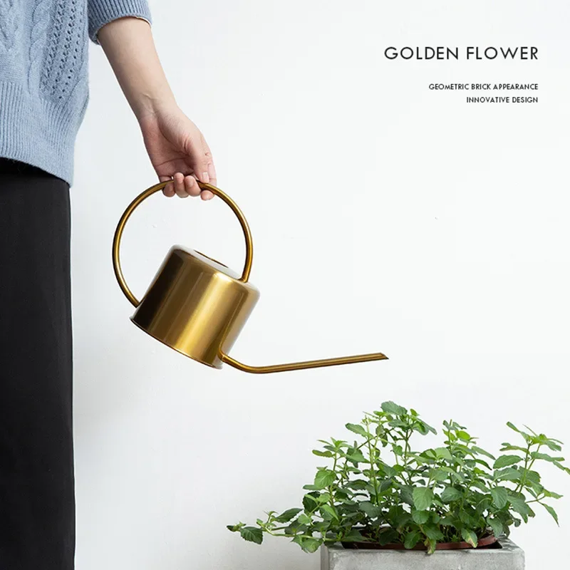 Nordic Golden Brass Kettle Watering Flower  Home Long Mouth Pot    Copper Gardening Sprinkler