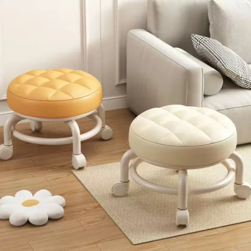 Small Stool Pulley Low Stool Universal Wheel Toddler Stool Household Lazy Roller Bench Household Beautiful Sewing Small Chair