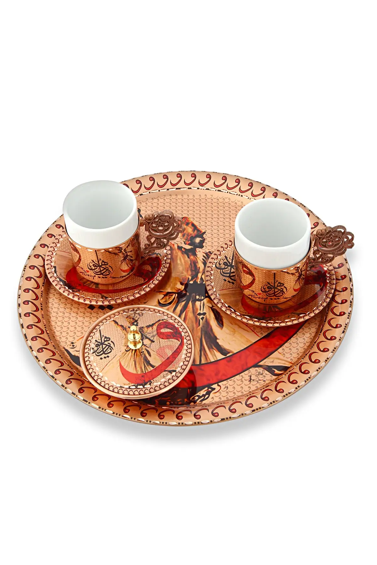 

DOLBOVI Semazen themed 2 person copper coffee set handmade espresso cup