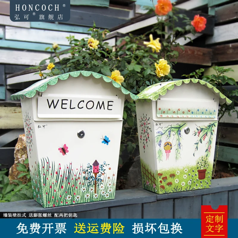 

Printable pastoral painting psychological consultation outdoor mailbox creative locked mailbox mailbox waterproof suggestion