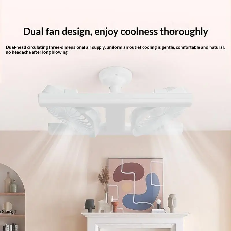 【BA】60W LED Ceiling Fan Lights With Remote E27 Socket Low Floor Double Fans For Living Room Bedroom Dining