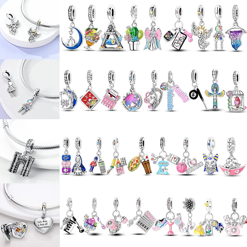 

925 Sterling Silver Brazil Riding Horse Pumpkin Carriage Running Shoes Dumbbell Earphones Original Gift For Mom Jewelry Making