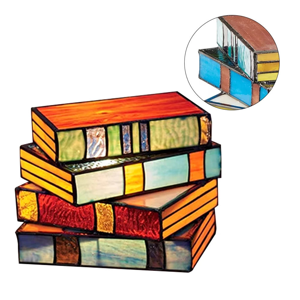 

Book Shape Light Colorful Handicraft Stacked Books Light Retro Novelty Lighting Book Resin Vintage Table Desk Reading Book Light