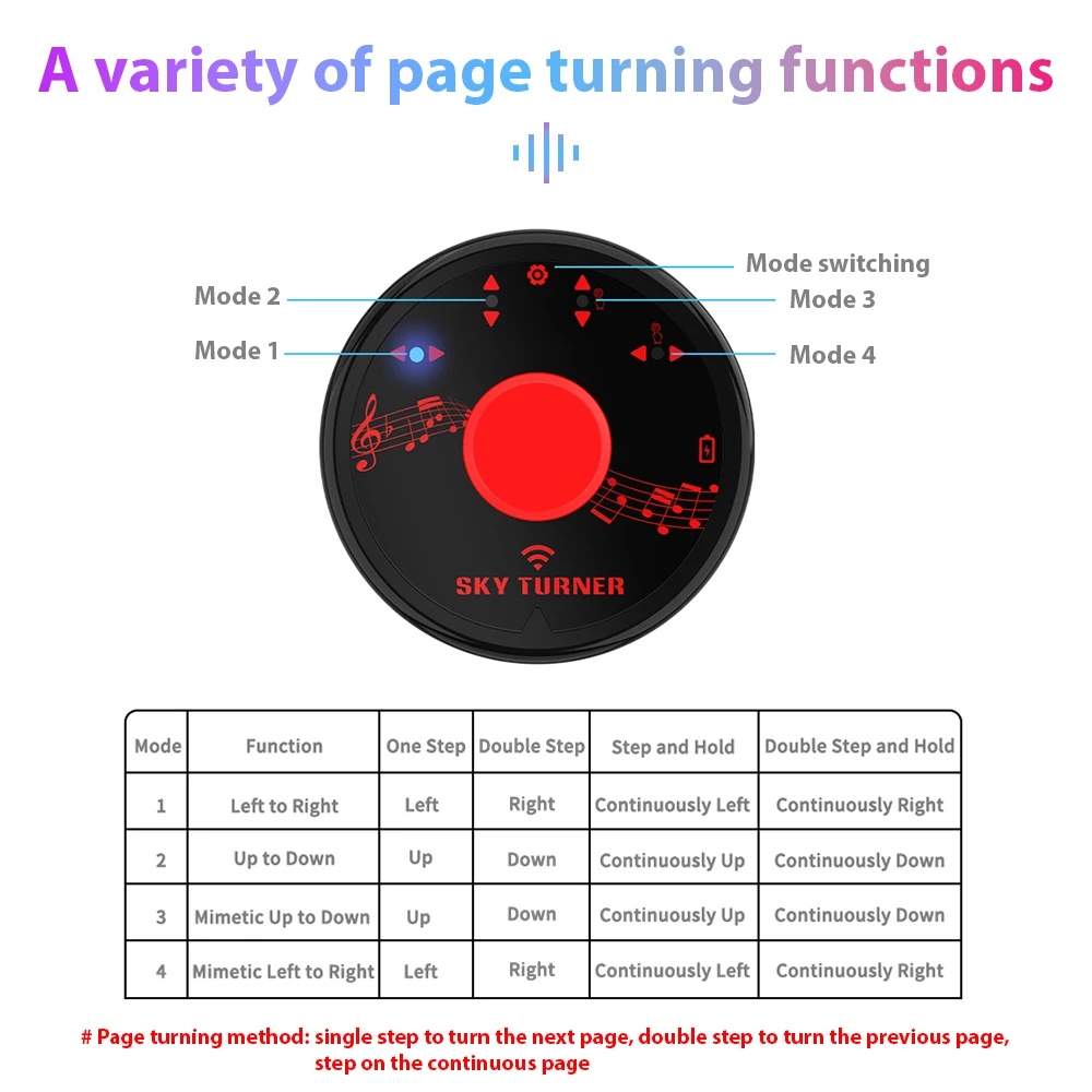 Wireless Page Turner Pedal Portable Mini Music Page Turner for Tablets Multimedia Remote Control Devices Silent Foot Pedal