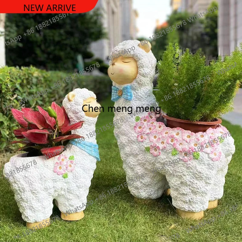 z183 Cartoon alpaca simulation animal flower pot garden outdoor courtyard kindergarten decoration