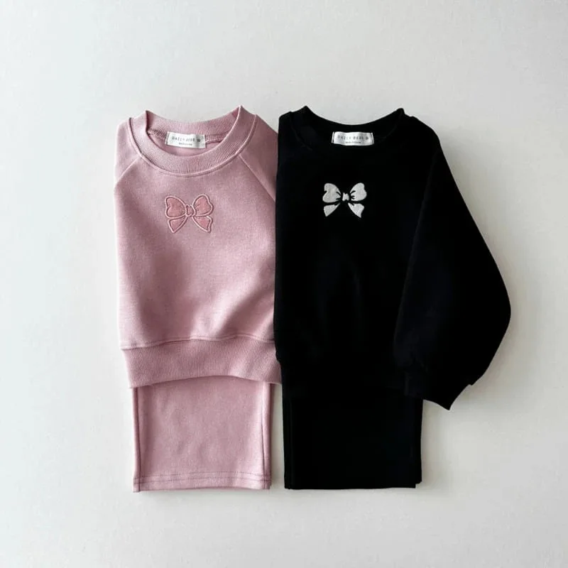 2024 Autumn New Children Long Sleeve Clothes Set Baby Girls Cute Bow Sweatshirt + Pants 2pcs Suit Kids Versatile Casual Outfits