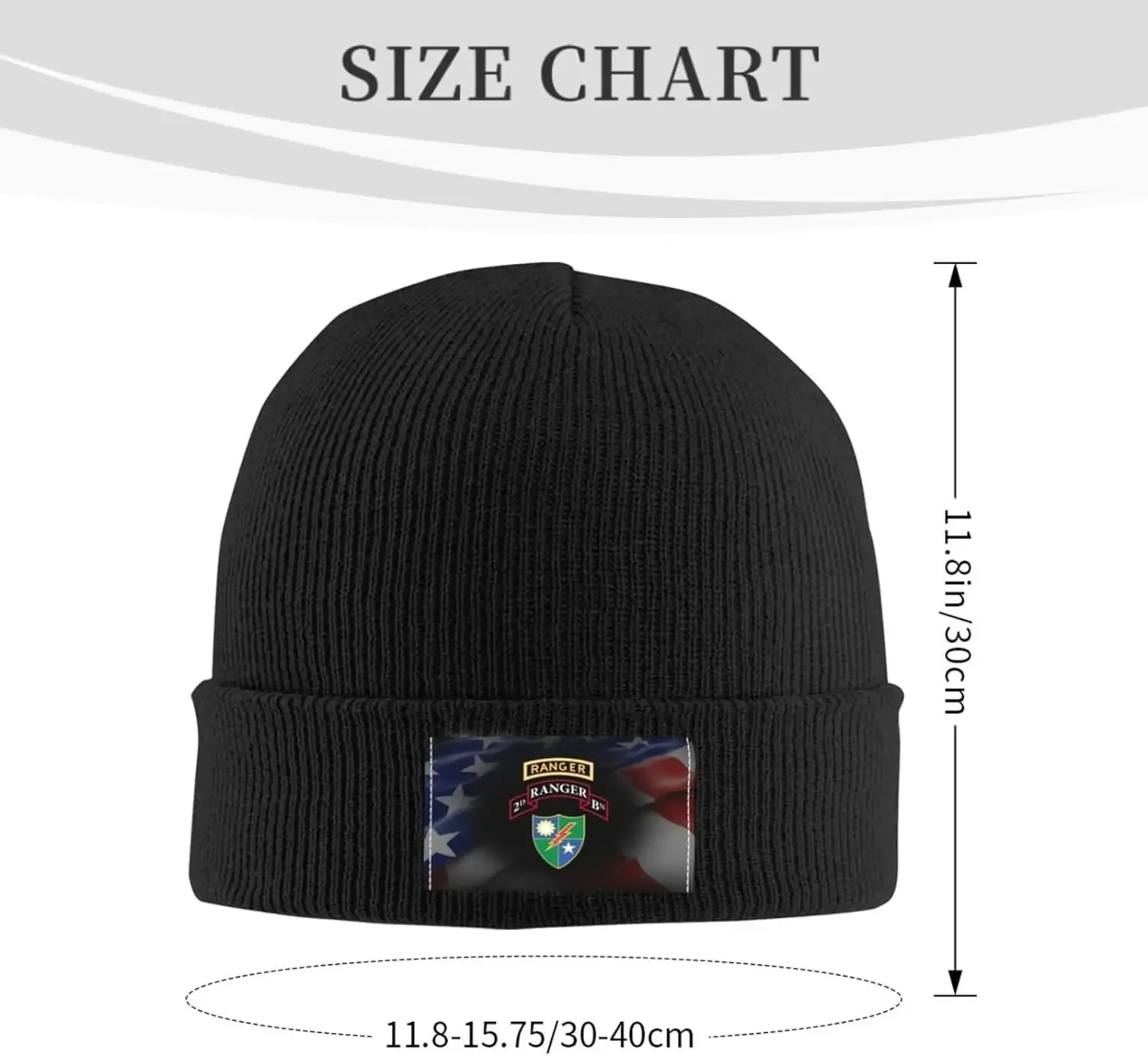 US Army Retro 2nd Ranger Battalion Beanie Hats Warm Chunky Cable Knit Hat Slouchy Skull Cap for Women Men