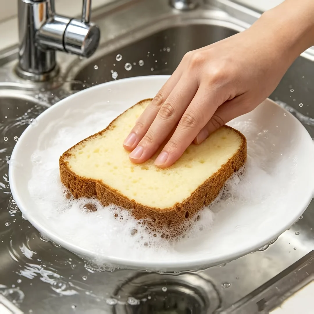 2Pcs Toast Bread Shape Cleaning Sponge Super Absorbent Kitchen Dish Scrub Pad Multifunctional Household Cleaning Tool