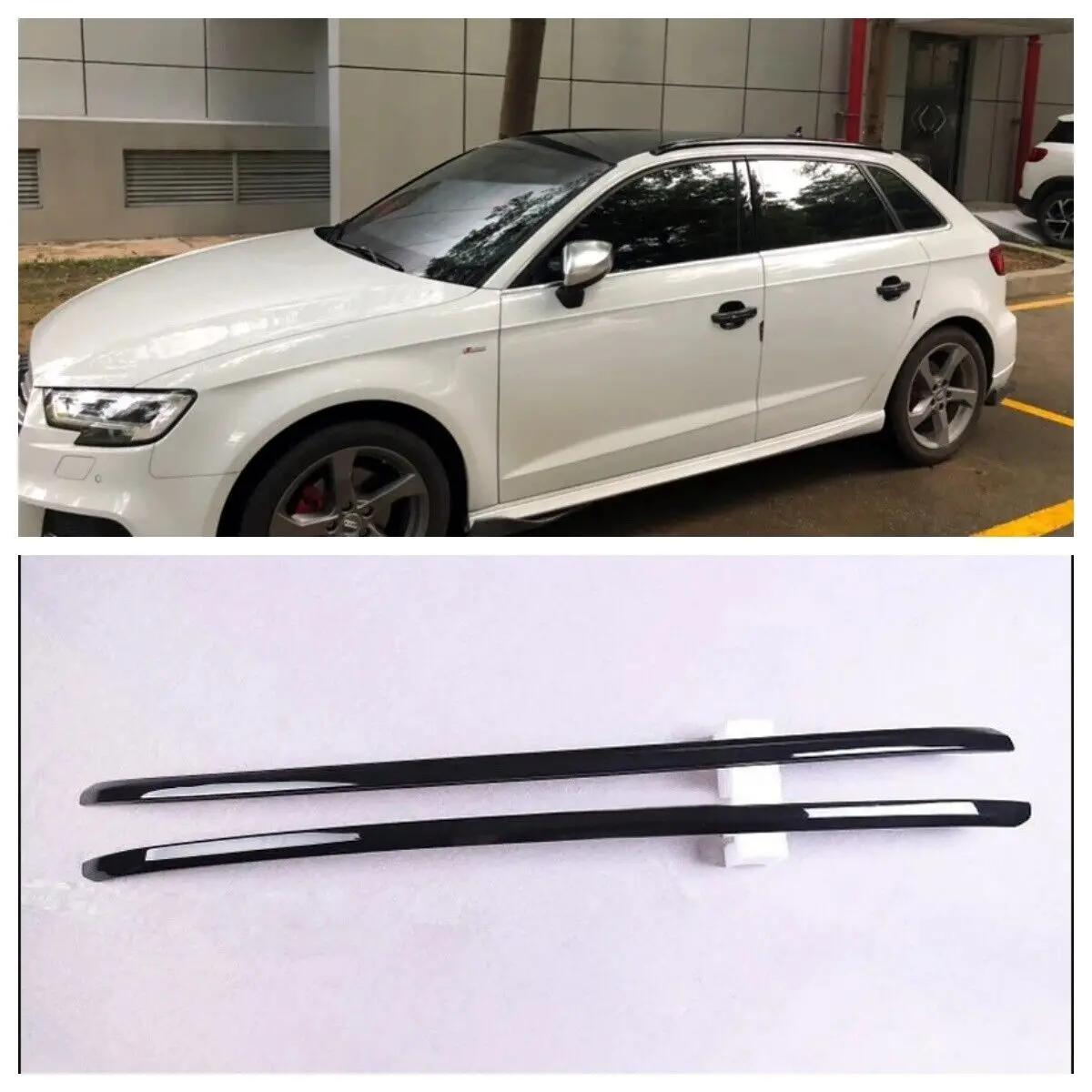 For Audi A3 8V S3 RS3 2012-2019 Aluminium Black Decorative Side Bars Rails Roof Rack Car-Styling Exterior Parts Accessories