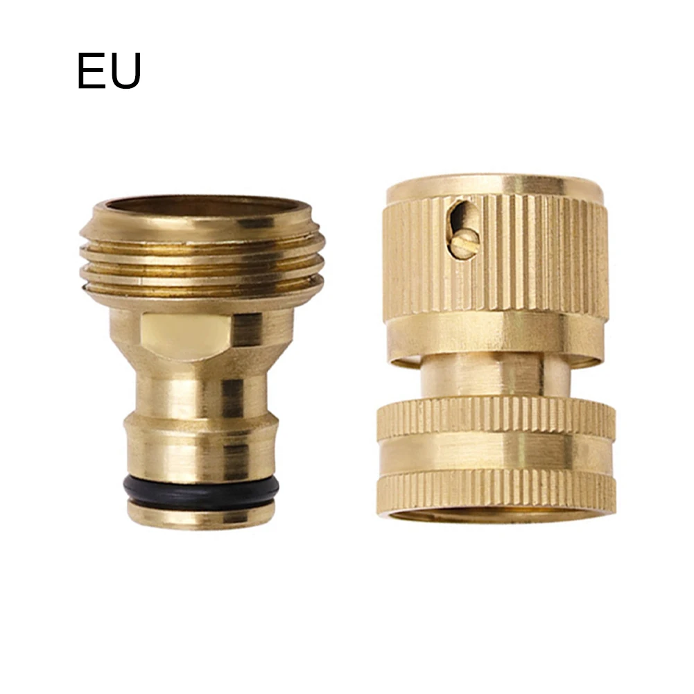 3/4'' 1'' Brass Hose Quick Connector Water Stop Fitting Copper Thread Tap Coupling Garden Watering Gun Adapter