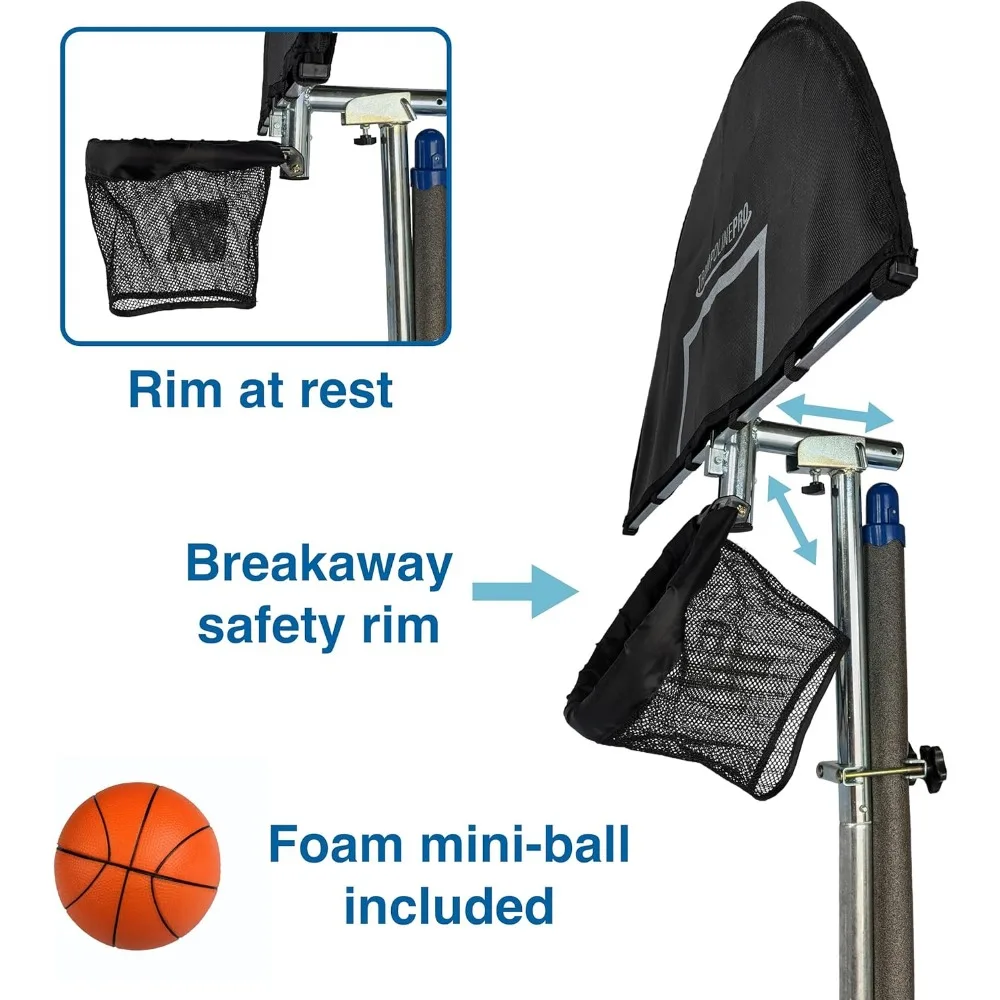 Acessório de cesta de basquete para trampolins - design aprimorado 2024 com garantia vitalícia de peças e recurso Slam Dunk