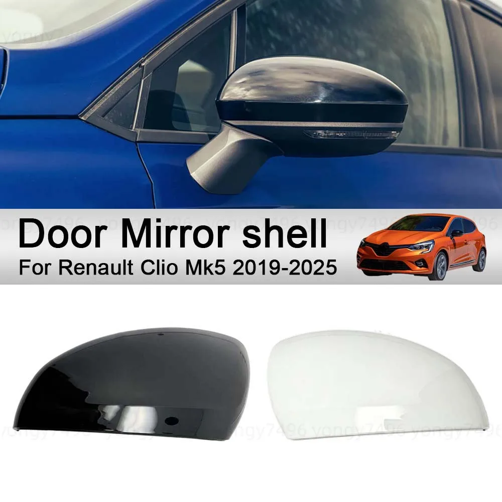カーアクセサリードアミラーシェルルノークリオ Mk5 2019-2025 ホワイトブラック車バックミラーアクセサリースタイリングアップグレード