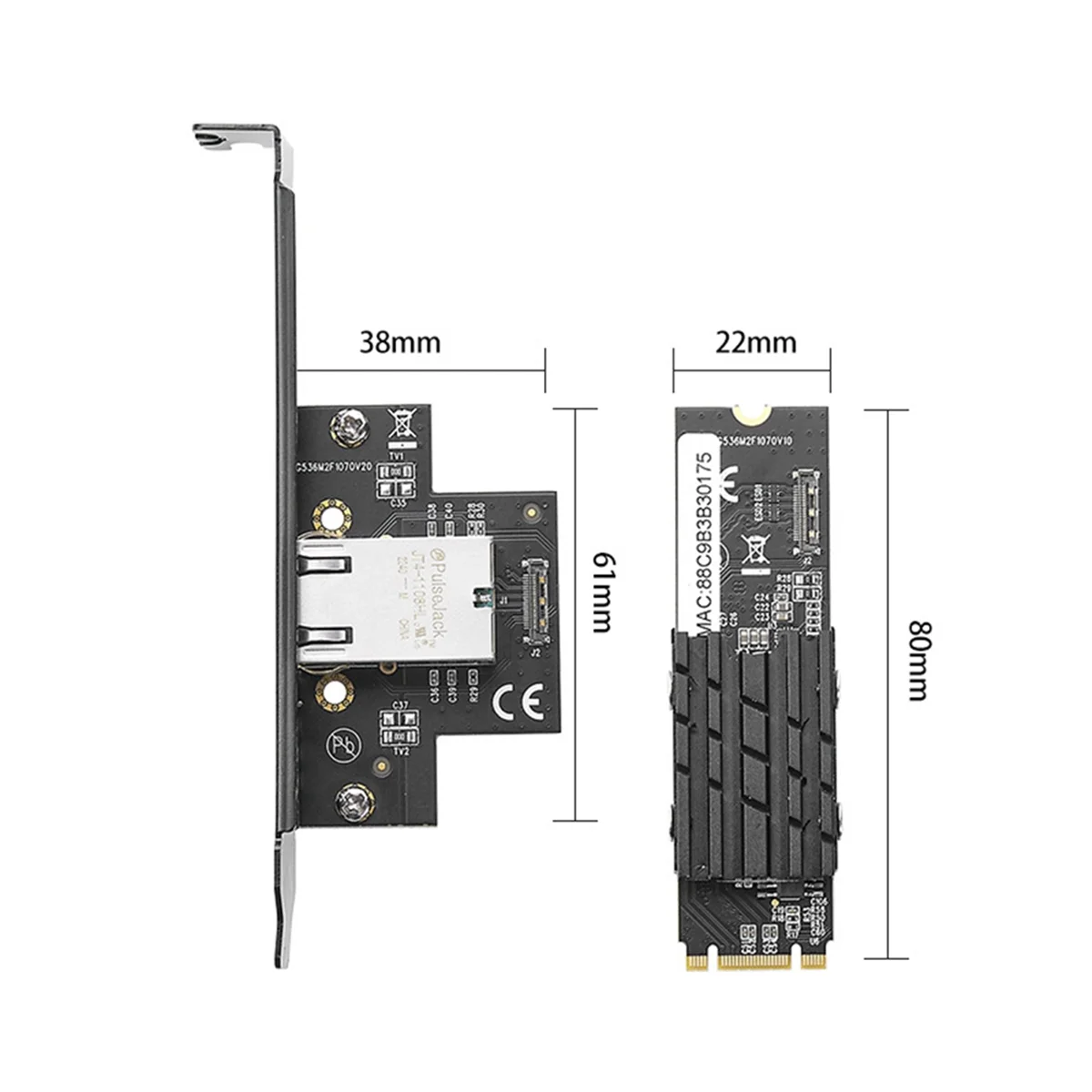 IOCREST M.2 to Single Port 10 Gbase Ethernet Gigabit Nic B Key M Key 10G/2.5G/1000M RJ45 Lan Network Adapter Card AQC107 Chip