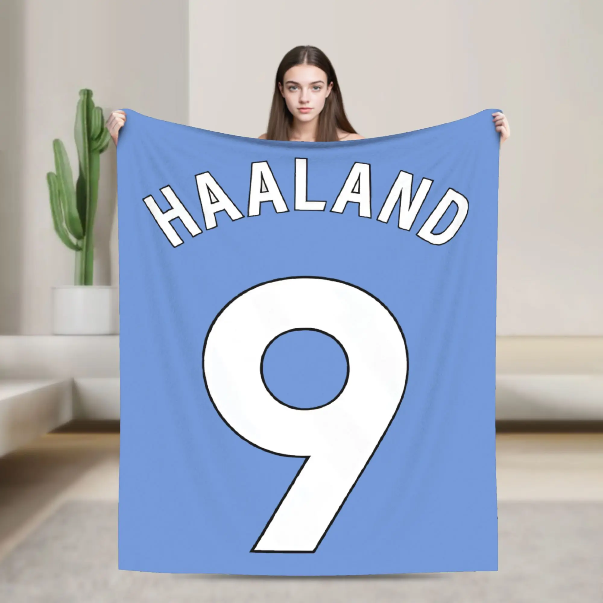 Haalands Fleece Throw Blanket Number 9 Football Blanket for Sofa Outdoor Lightweight Thin Bedroom Quilt