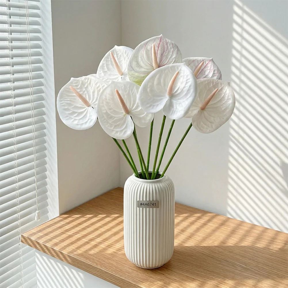 Floral Decoration Artificial Flower Artificial Anthurium Flower 24.4 Inch Real Touch Stem for Diy Wedding Bouquets Floral