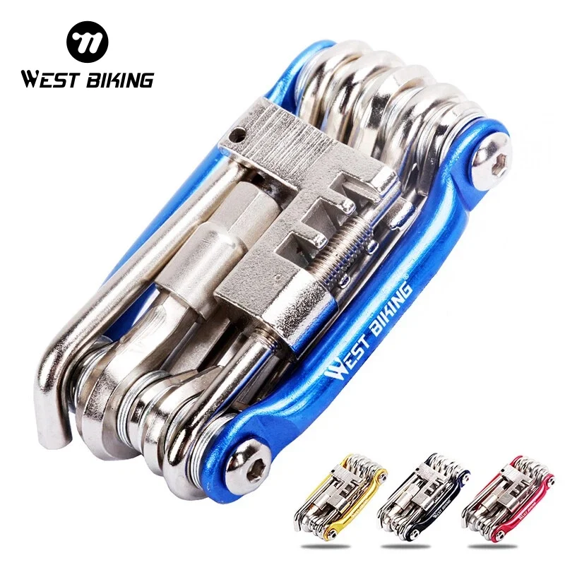 WEST BIKING 11 en 1 outil de réparation de vélo multifonction ensemble de réparation de vélo vtt Kit d'outils de réparation de vélo de route clé tournevis