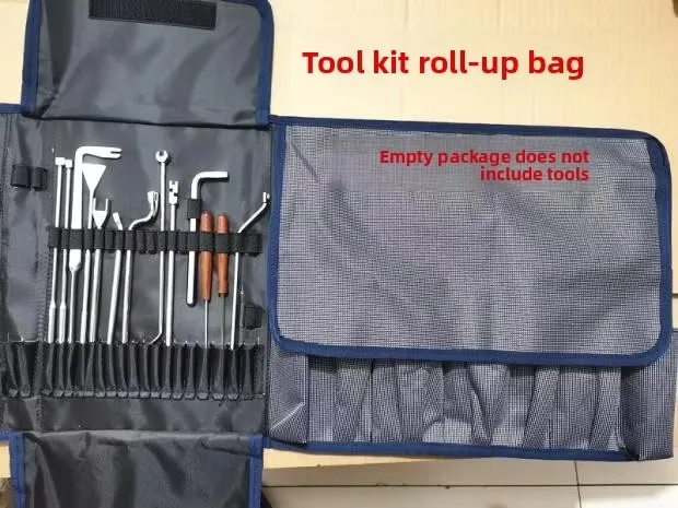 Piano Tuning Tools Kit - Toolbox with Roll-Up Bag Set of Tools for Piano Technicians Empty Bag for Accessories