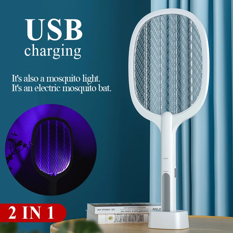

USB Rechargeable Electric Mosquito Swat Fly Insect Killer Electronic Insect Killer Trap 2 In 1 Household Mosquito Killer Lamp