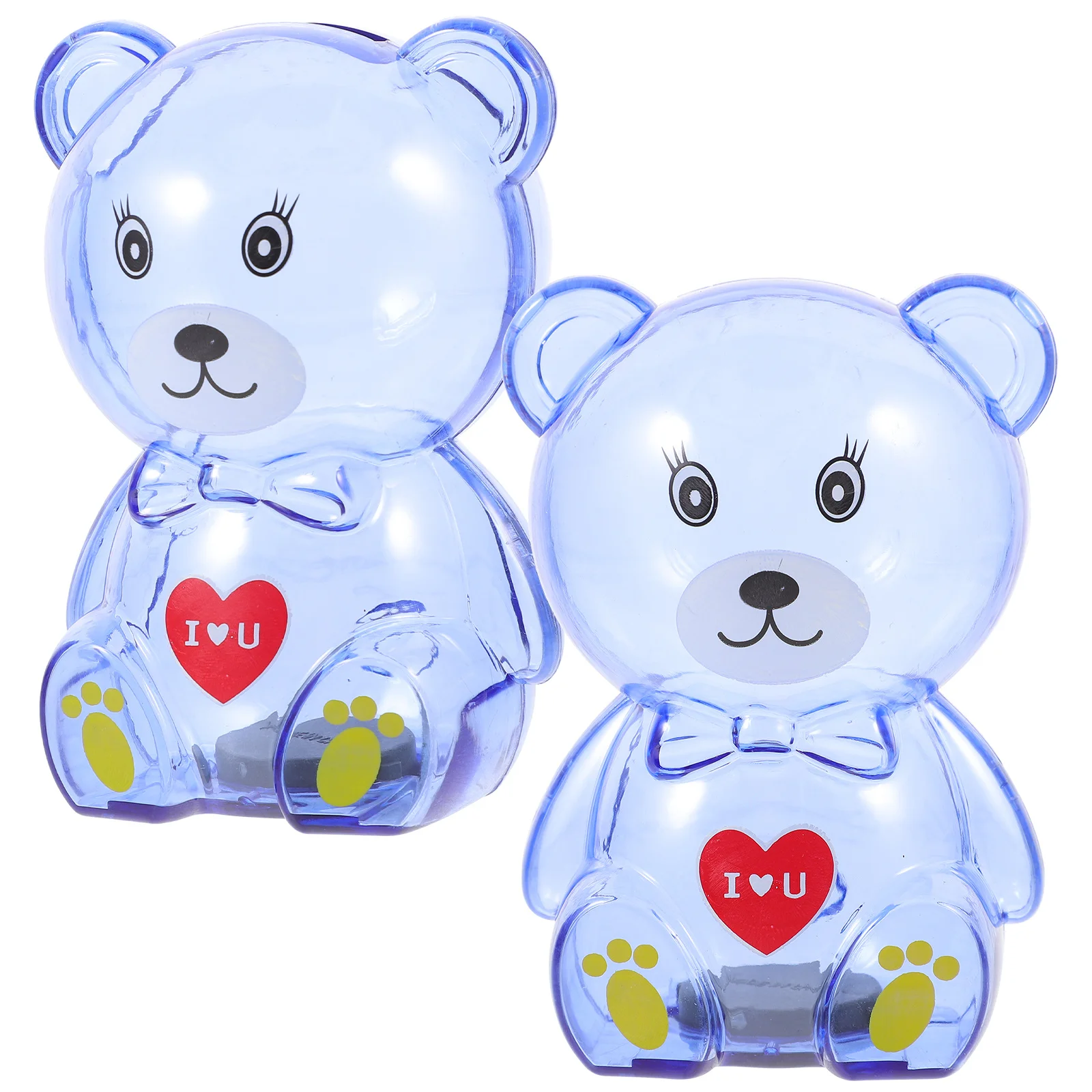 2 pçs transparente urso cofrinho inquebrável moeda caixa de dinheiro desktop pote de poupança crianças compacto banco de poupança para meninas idades 8-12