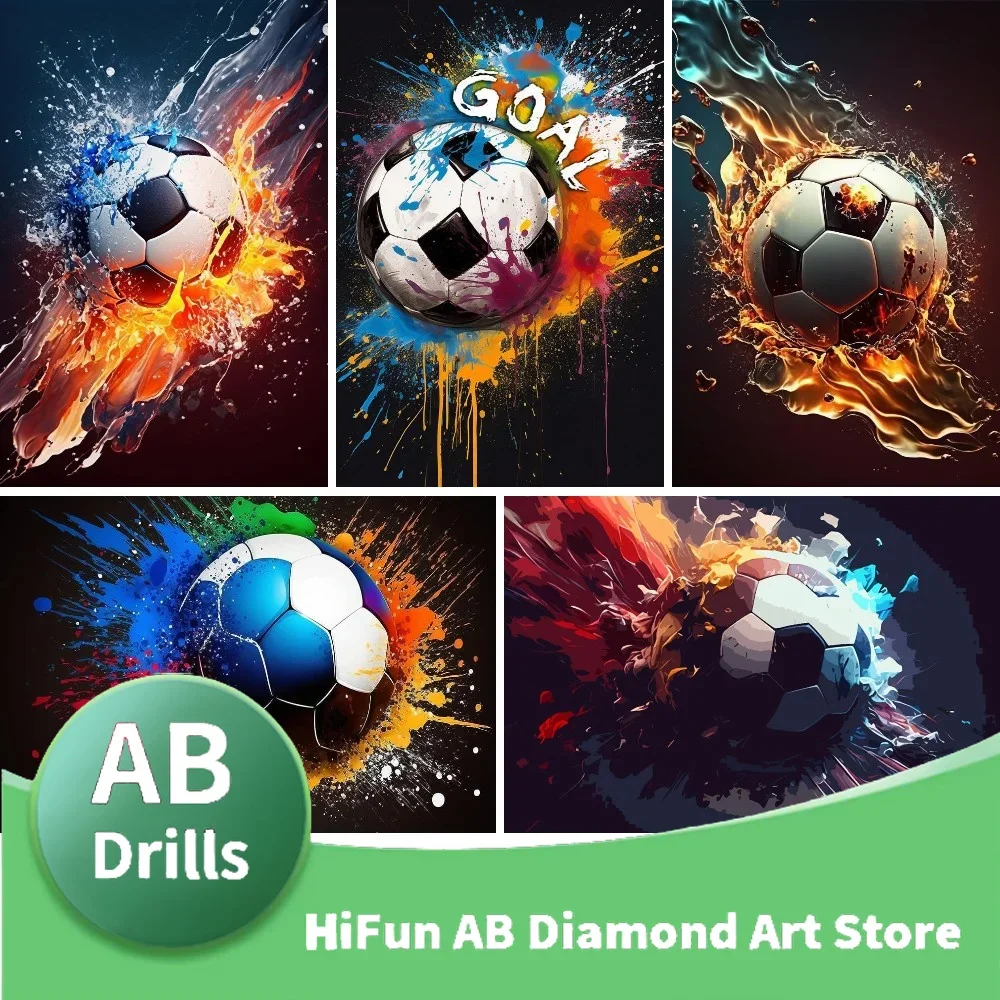 AB Drill Kit lukisan berlian sepak bola cat air DIY 5D baru 2024 dekorasi rumah mosaik tangan minyak warna bordir berlian sepak bola