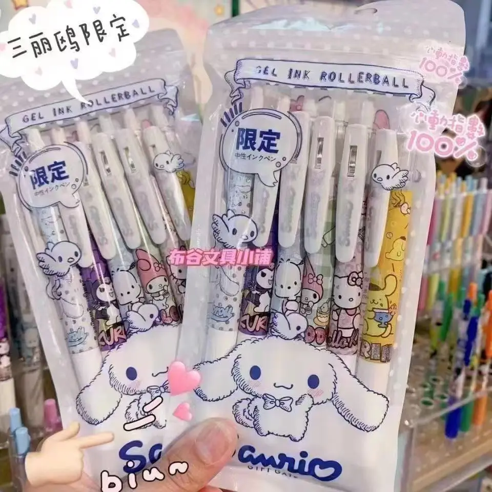 

6Pcs/set Sanrio Cartoon Stationery Gel Pen Hello Kitty Cinnamoroll Anime 0.5mm Set Neutral Pens Kids School Student Stationery