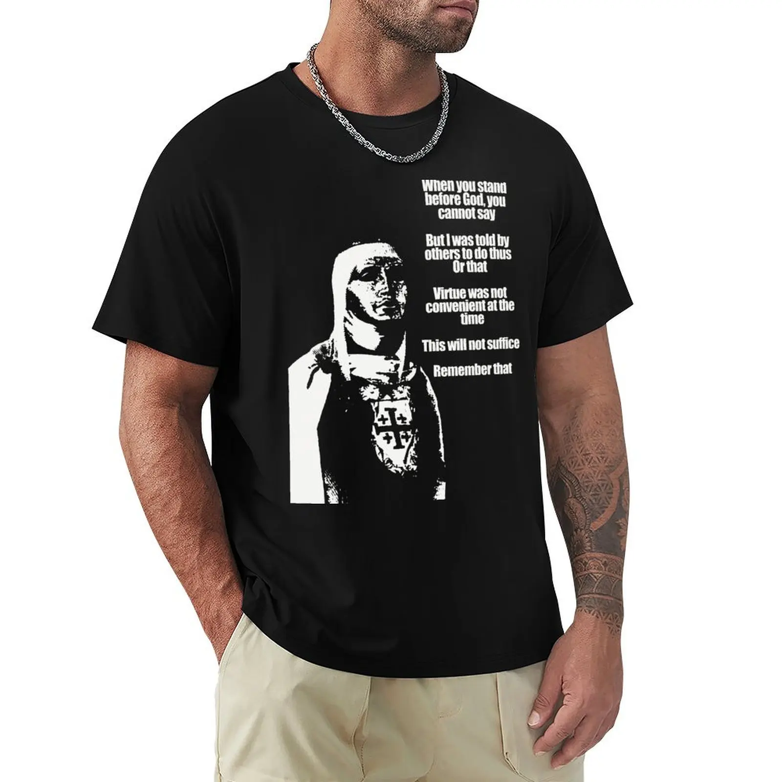 

Baldwin IV of Jerusalem Quotes T-Shirt Large Size Casual Short Sleeve Top