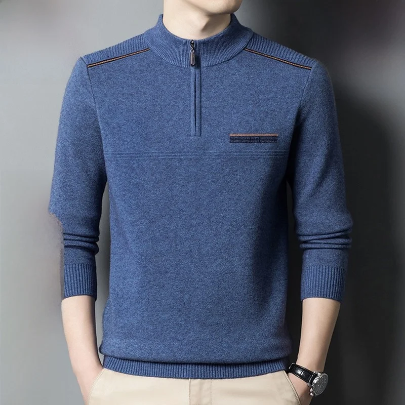 

Pierre Cardin Men's Woolen Knitted Sweater Zipper Thiened f High Collar Winter Casual Faion Warm Breathable Elastic