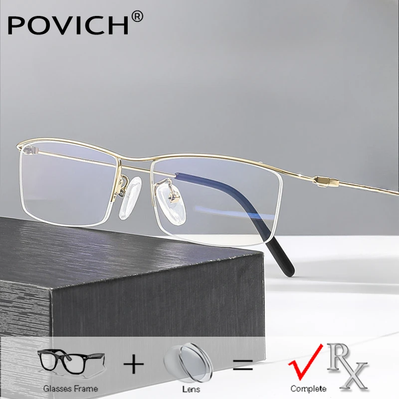 

Men Ultra Light Semi Frameless Prescription Lens 1.61-8 1.67 Myopia Titanium Eyewear Reading Eyewear Office Computer Eyeglasses