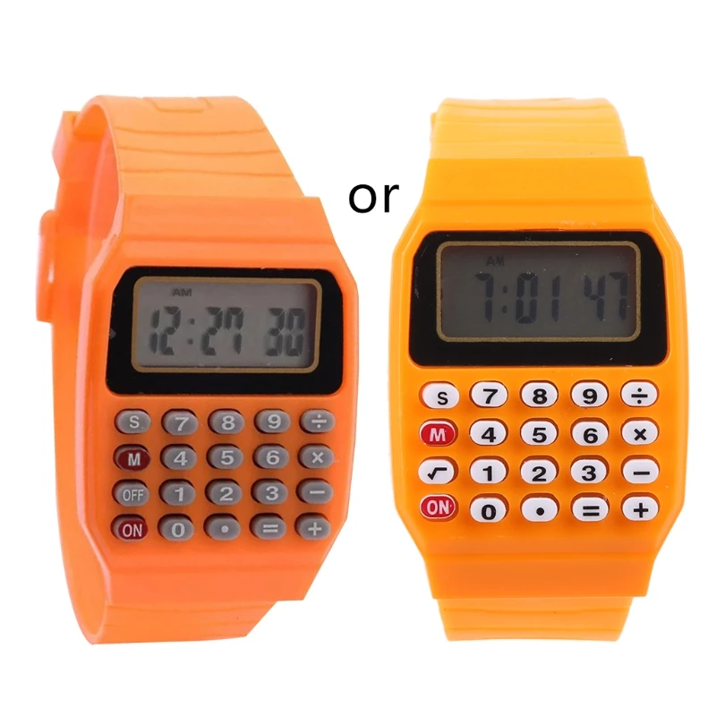 Reloj de pulsera con calculadora electrónica multiusos para niños, fecha de silicona, Fad