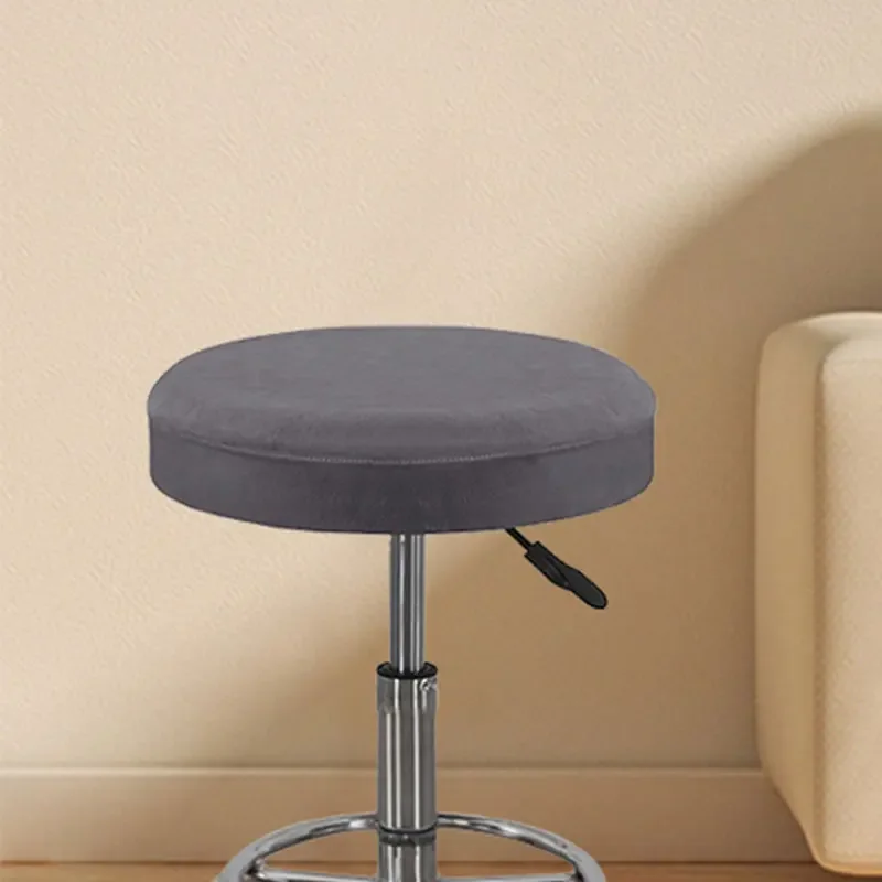 Bar Round Chair Cover Elastic Velvet Stool Cover Anti-Dirty Seat Protector Solid Color Removable Swivel Chair Cover Universal