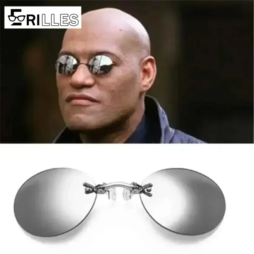Rahmenlose Vintage-Sonnenbrille, runde UV400-Schutzbrille, leichte Pinchy-Nasenclip-Ons für Outdoor-Mode