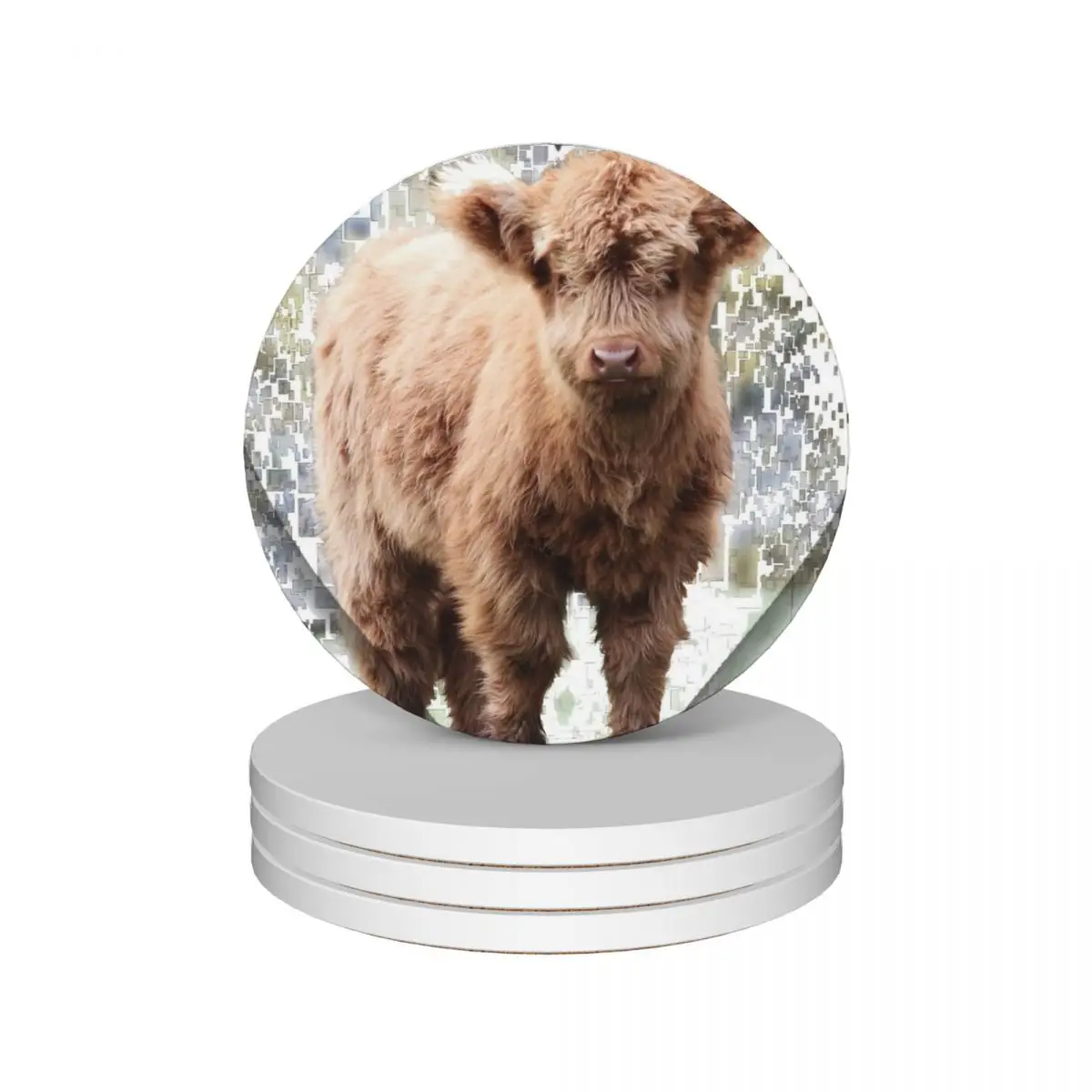 

I Love Mooplets - baby Highland Coo Ceramic Coasters (Set of 4) eat table personalize bulk original Coasters