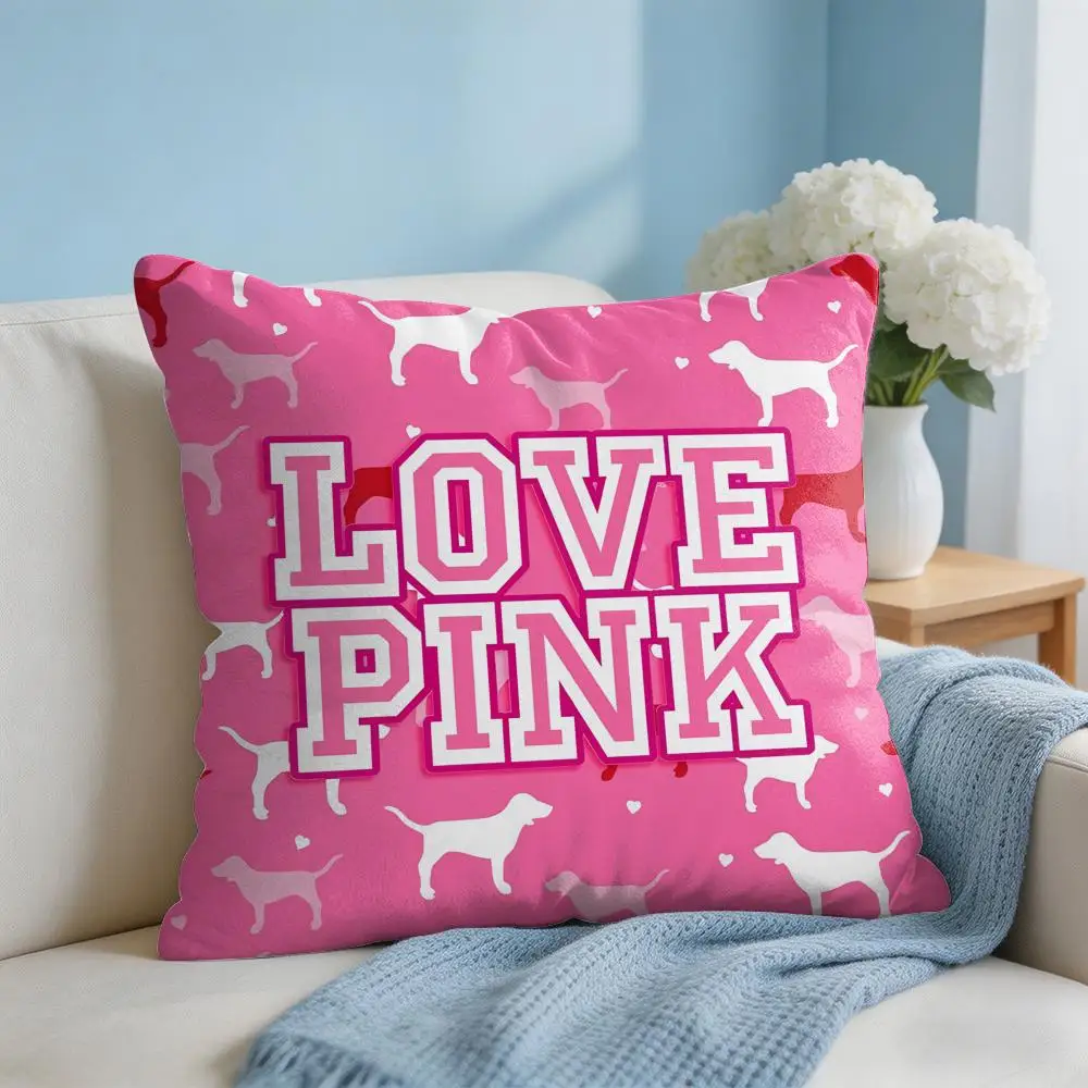 Love Pink Kissenbezug, weicher, kurzer Plüsch, doppelseitiger Druck, Heimdekoration, maschinenwaschbarer Kissenbezug, Geschenk – Detail 7