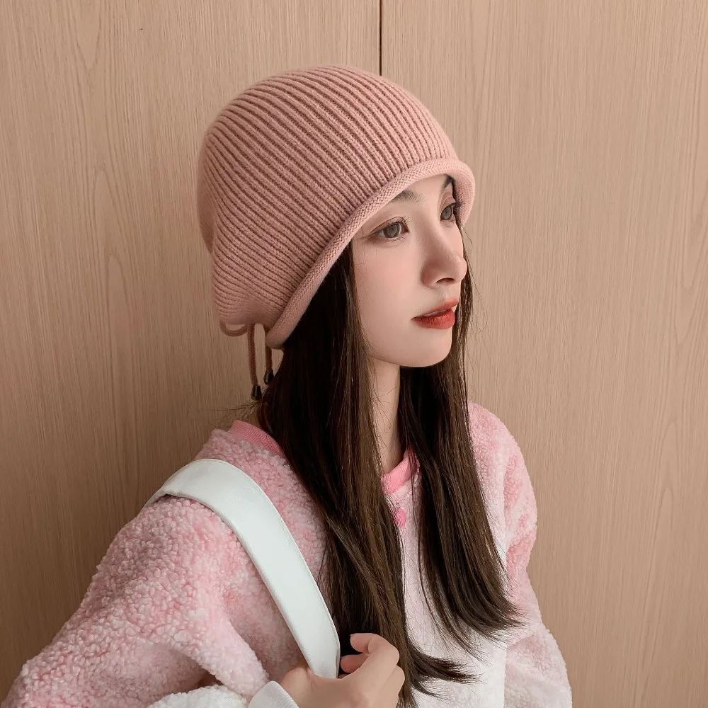 غطاء كومة برباط منسوج ، حماية للأذن ، أحادي اللون ، قبعة مكدسة ، مقاومة للرياح ، دافئة ، رياضات خارجية ، شتوية ، تخفيضات كبيرة
