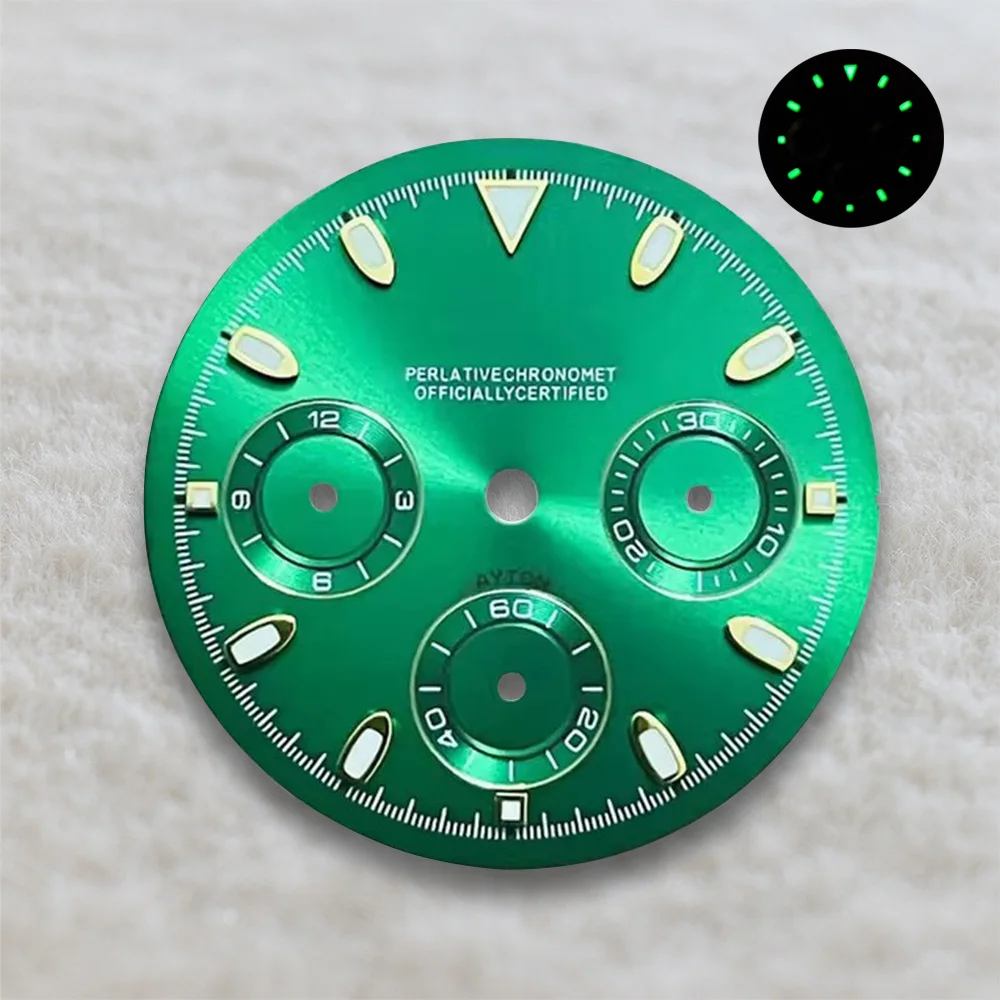 New 29.5mm Dial S Logo Dial DTN Panda Dial Suitable For VK63 Movement Green Luminous Watch Modification Accessories Tools - view 5