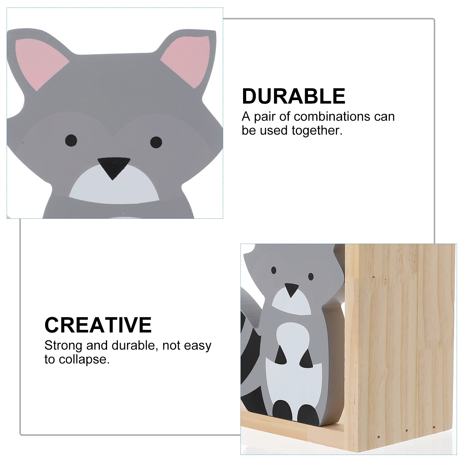 

1 Pair Bookends Desktop Organizer For Home Office Creative Book Holder Storage Rack Animal Design Prevent