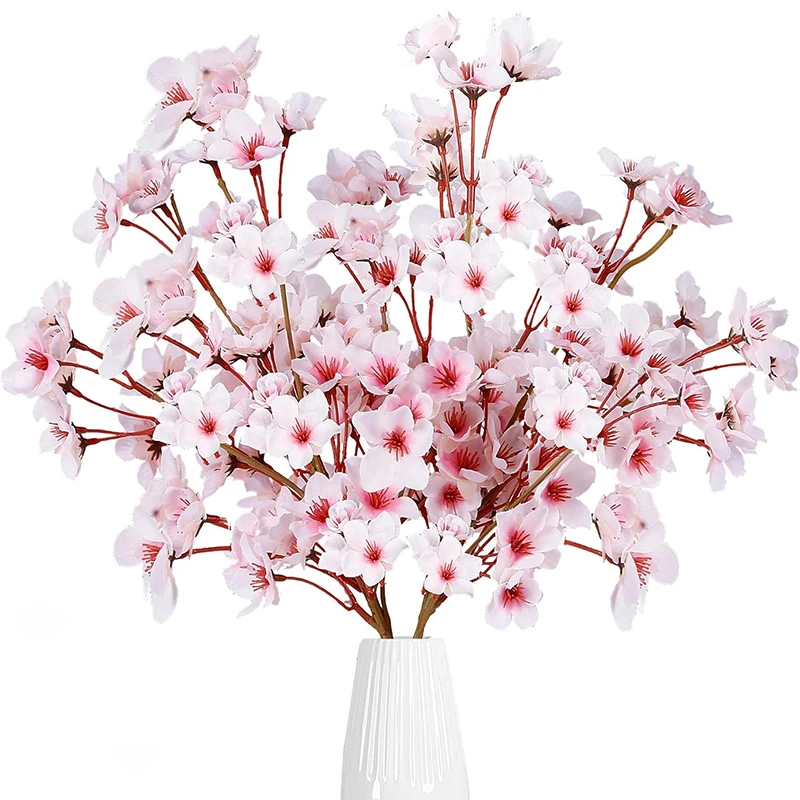 

35cm Pink Artificial Flowers Long Branch Silk Sakura for Home Room Wedding Garland Party Decoration DIY Christmas Arrangement