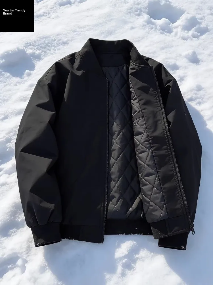 

Thiened Cotton Pilot Jaet Men's ort Sle Warm Winter Coat Youth Casual Sle Zipper Closure Color Workwear Outer...