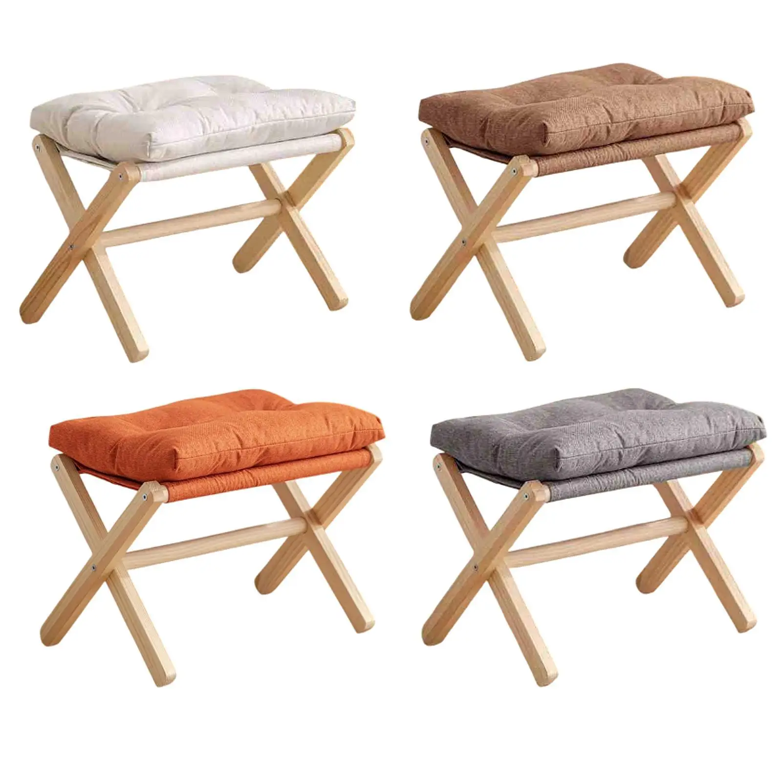 

Wooden Footstool Minimalism Foot Stool Stepstool Padded Kids Seat Ottoman for Apartment Bedroom Office Dressing Room Living Room