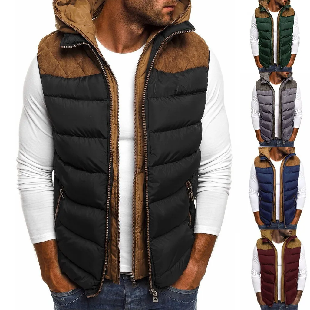 Men's Winter Sleeveless Jackets Hooded 2023 New Fashion Autumn Zipper Cold Vest Korean Style Embroidery Male Outerwear