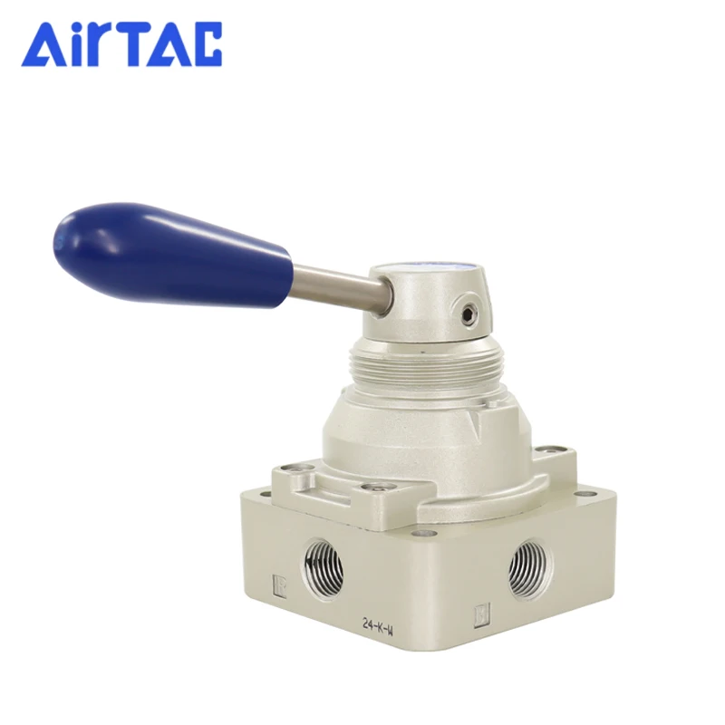 AirTAC 4HV 210-08 230-10 410-15 430-20 4HVL Air Pneumatic Hand Lever Valve With Lock  4/3 4/2 Way Manual Control Rotary 45°
