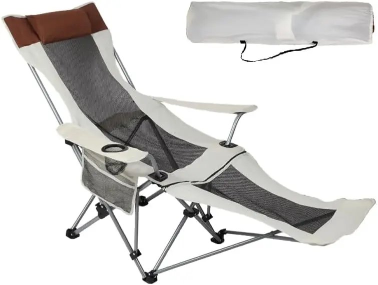 

Folding Recliner Adjustable Backrest Portable Camping Chair For Outdoor/Home/Patio/Beach/Camping Oversized Weight Acity 530