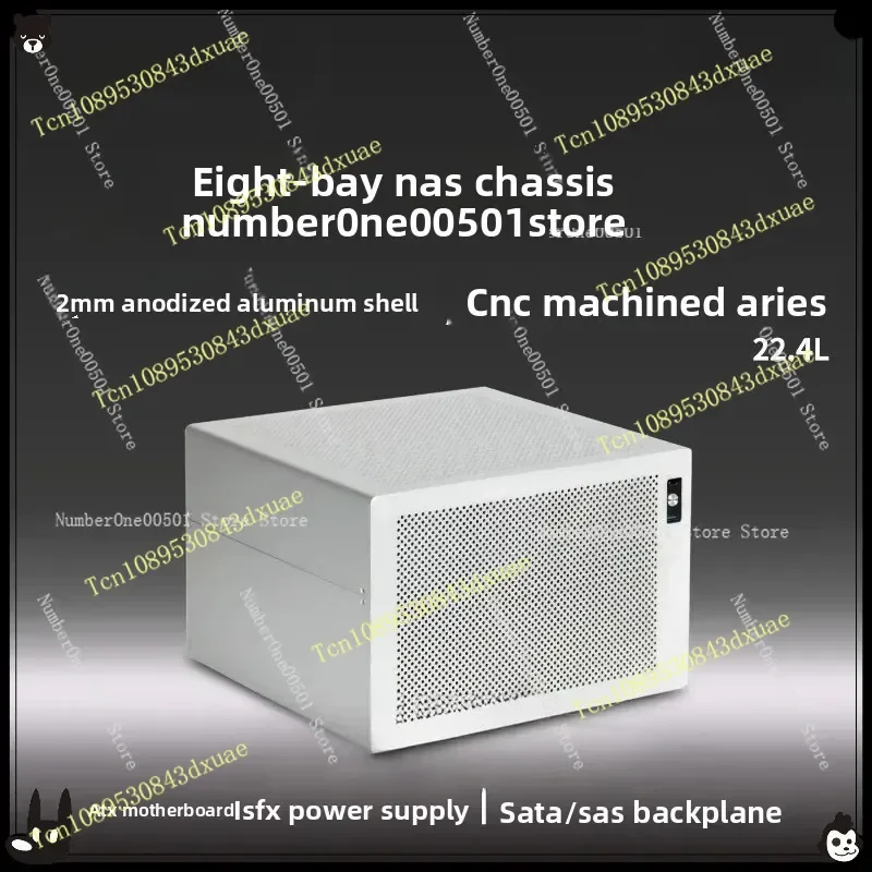 8-Bay NAS Case Anodized Aluminum ATX Motherboard SFX Half Height PCIE Supports FeiNiu Black Synology NAS Server