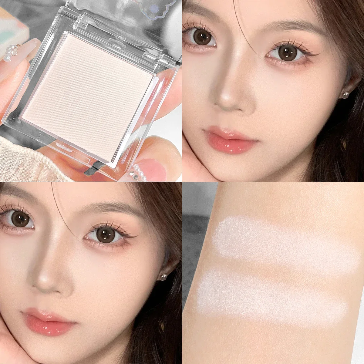 Hisyi Matte Monochrome Lidschatten-Palette, natürliches, leichtes Highlighter-Puder für zarte Augenkonturierung, hellt auf und verleiht Glanz – Detail 5