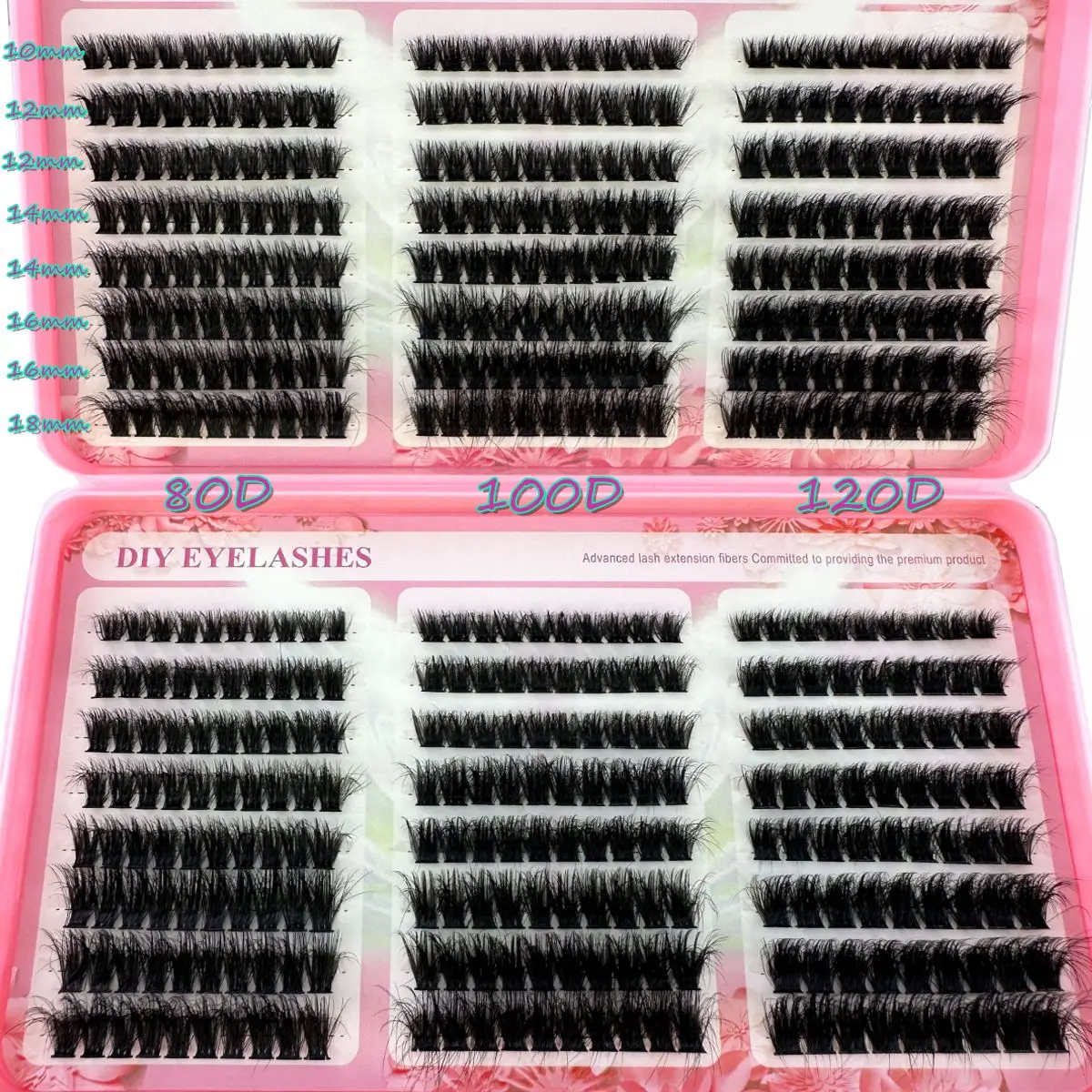 640/480/472pcs 50D/60D/80D/100D/120D False Eyelash Cluster 5D Fluffy Thick Individual Lashes Book Cluster Extensions DIY At Home