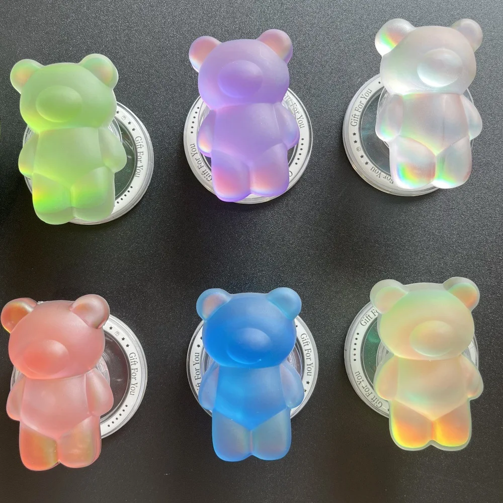 

Kawaii Pastel 3D Bear Phone Stand For Mag-Safe Detachable Holder For IPhone Galaxy Magnetic Shockproof Anti-Slip Desktop Bracket