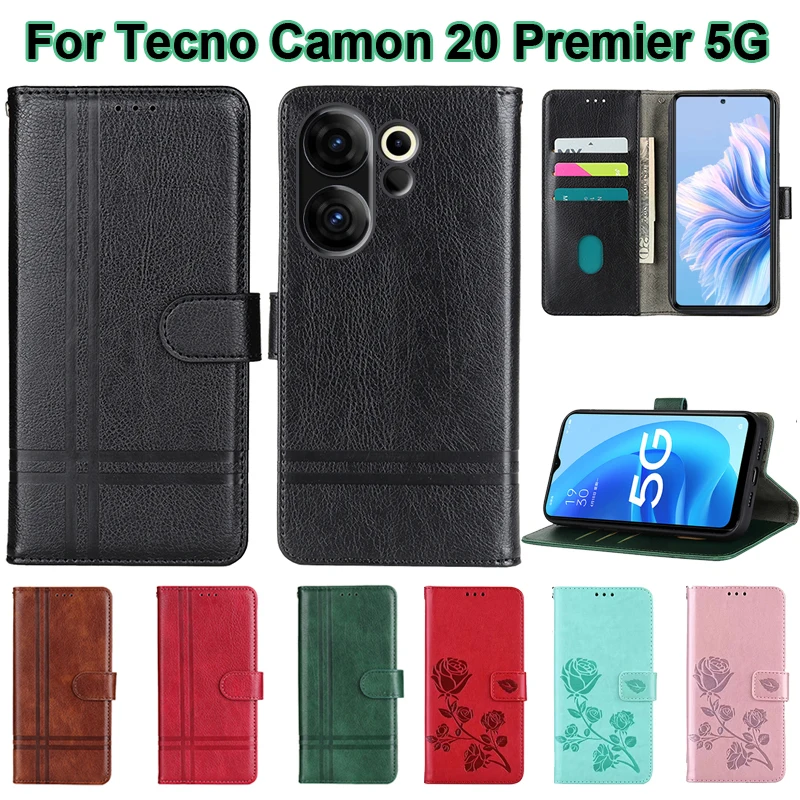 Flip Phone Case For Tecno Camon 20 Premier 5G Funda Leather Wallet Cover For Carcasa Tecno Camon20 Premier 5G Mujer Hoesje 6.67