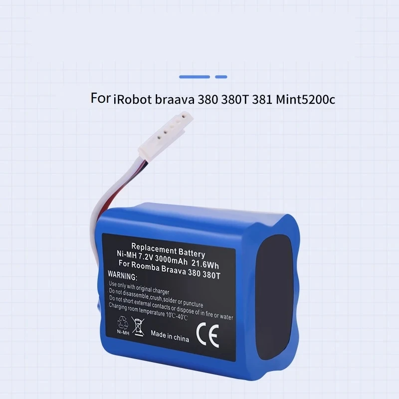 بطارية جديدة 7.2 فولت 3000mAh ni-mh قابلة للشحن لآي روبوت رومبا برافا 380 380T النعناع 5200c 5200 AA NiMH 3000mAh بطارية جزء #3