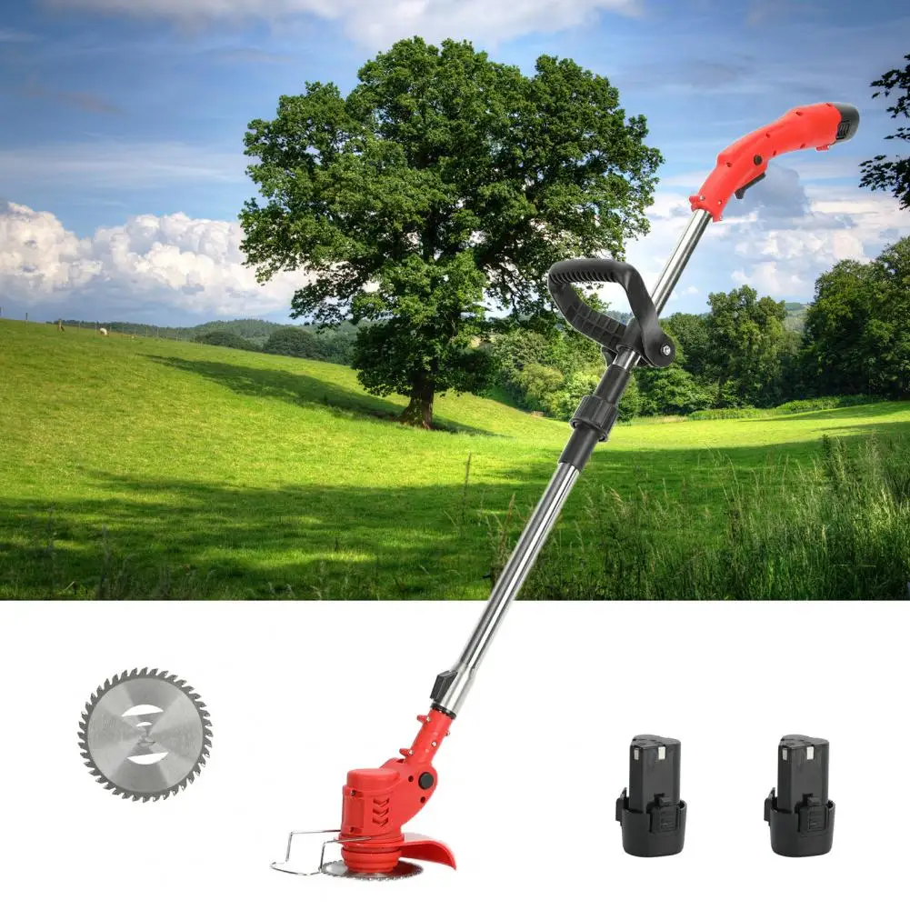 12V 2000mAh 2 Batteries 1 Charger Telescopic Rod Anti-slip Handle Weed Trimmer Cordless Electric Weed Lawn Eater Edger